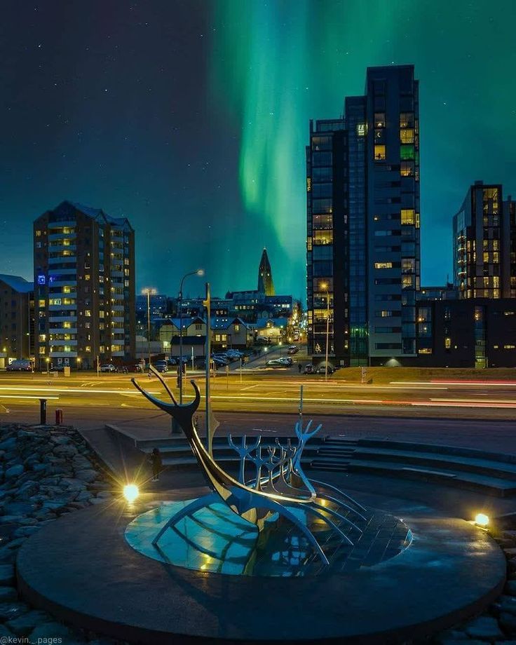 Group watching northern lights